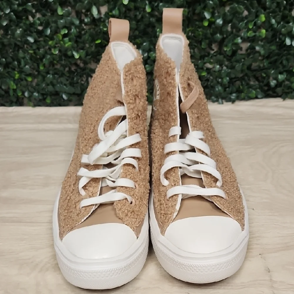 Converse Women's Tan and White High-Top Sneakers